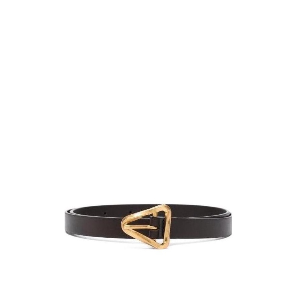 Bottega Veneta Grasp Black Belt with Gold Triangle Buckle